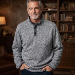 J.Crew Factory Mens XL Gray Fleece Snap Pullover Dadcore Preppy Cozy